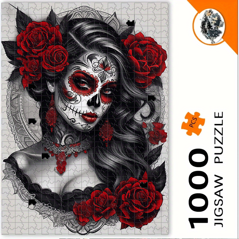 Jigsaw Puzzle Adult - Rompecabezas gótico de calavera de azúcar