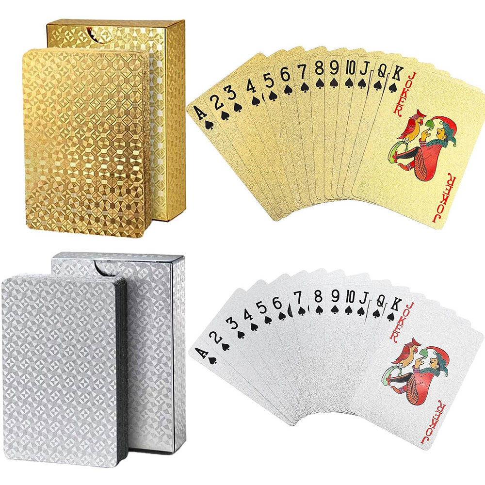 Board Game With Chips - Naipes impermeables de plástico dorado, novedad,